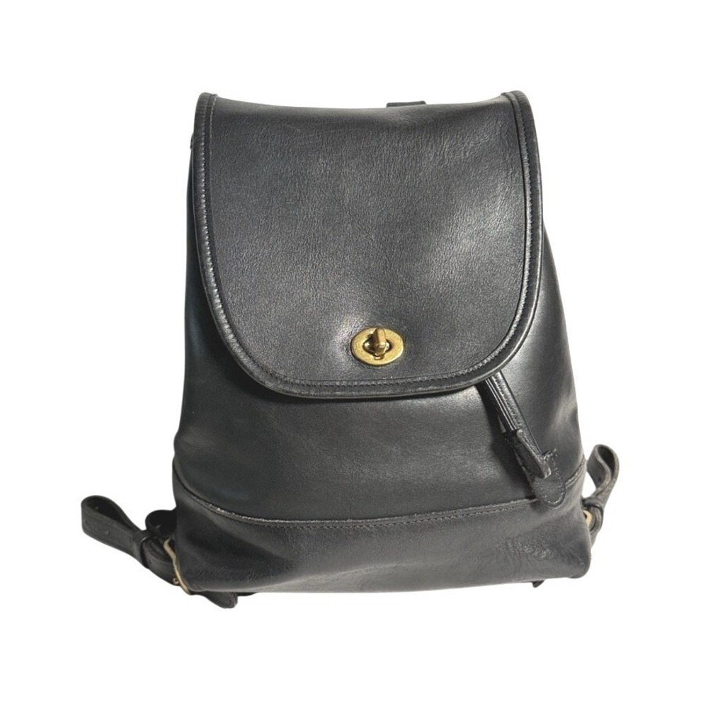 VTG 90s Coach Leather Turnlock Daypack Size L 9791 Office Commuter Dark Academia